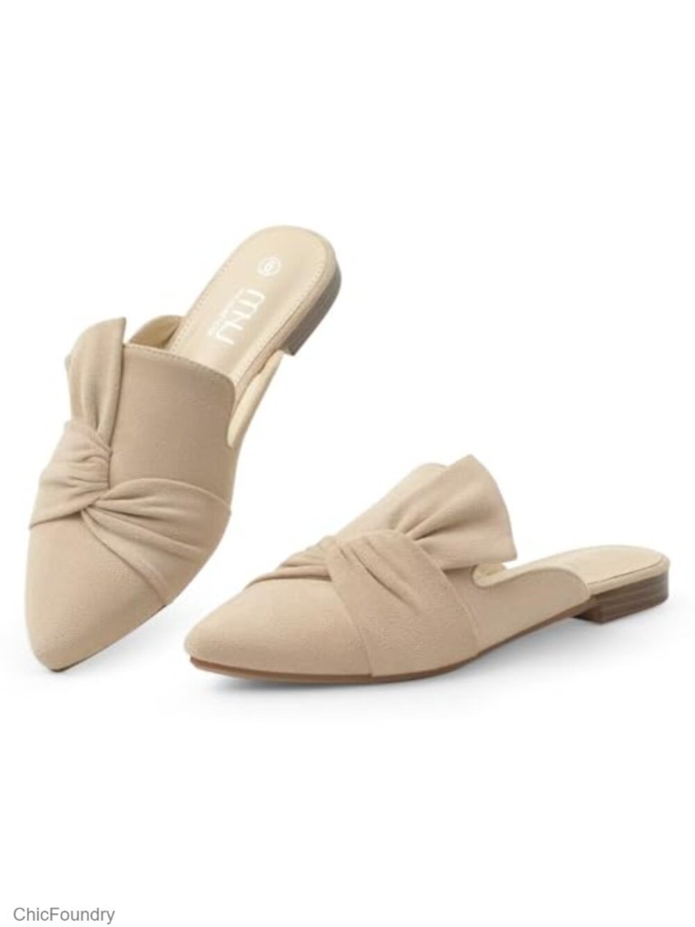 MUSSHOE Comfort Mules Women Pointed Toe Slip-On Business Casual